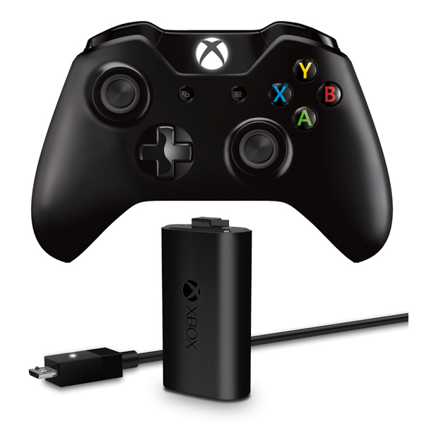 Беспроводной геймпад Microsoft Xbox One Wireless Controller черный + зарядный комплект для XboxONE/PC [аккумулятор, кабель microUSB]