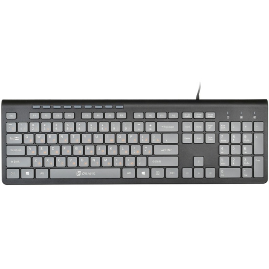 Клавиатура проводная Oklick 480M черная/серая [USB, мембранная, 113+9 доп.клавиш, 1,5 м.]