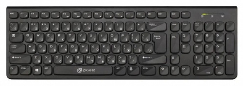 Клавиатура беспроводная Oklick 880S черная [мембранная, Slim, USB-адаптер]