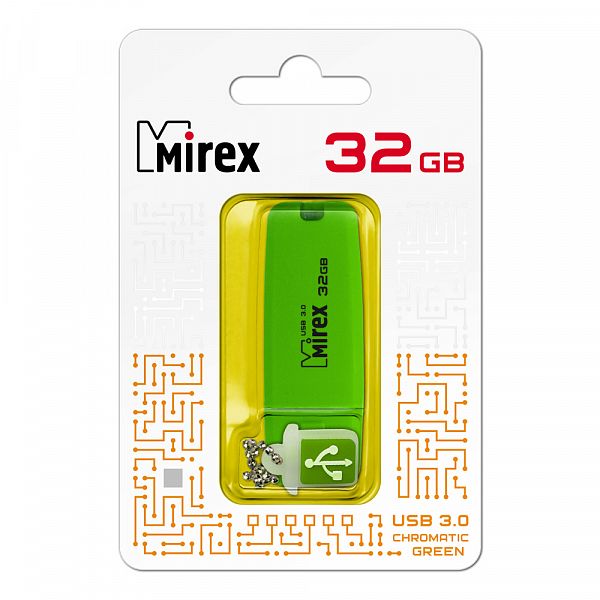USB Flash 32Гб Mirex CHROMATIC GREEN <13600-FM3CGN32> [USB3.0, цвет: зеленый, корпус: силикон]