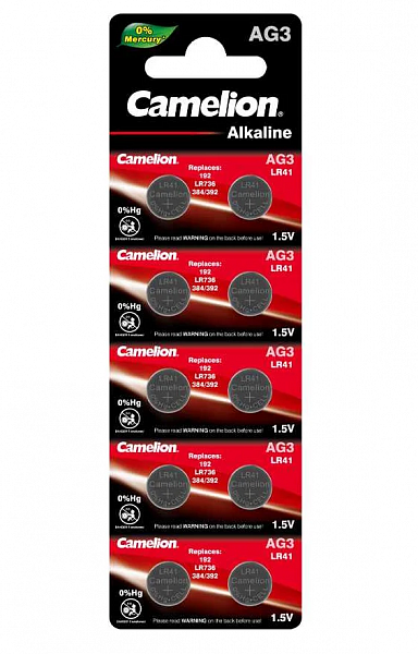 Батарейка Camelion AG3 (G3/G03LR736/LR41/92A/192/392A) BL10