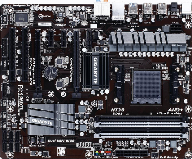 Материнская плата Gigabyte GA-970A-UD3P RTL [AM3+, AMD 970, 4xDDR3, PCI-E, SATA, RAID, USB, ATX]