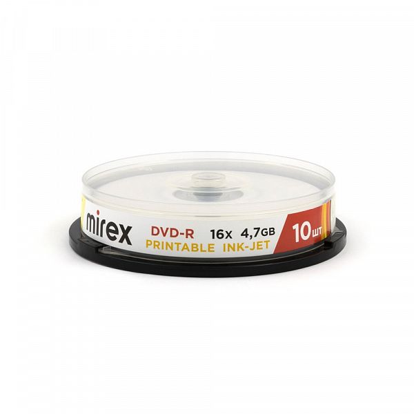 Диск DVD-R 4.7Gb Mirex 16х Printable Inkjet Cake Box