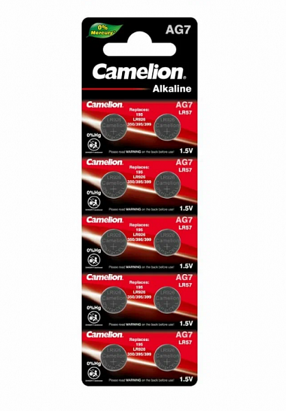 Батарейка Camelion AG7 (G7/G07/LR927/LR57/LR926/95A/195/395A) BL10
